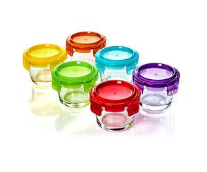 bambuswald© 6 bocaux de rangement de 120 ml avec verrouillage à clic | bocaux verrouillables et hermétiques pour micro-ondes et congélateur | Pot de stockage en verre