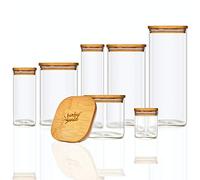bambuswald© bocal de conservation de 700 ml | Pot à couvercle hermétique en bambou 100% écologique - bocal en verre idéal pour thé, herbes, café, muesli, pâtes - compatible lave-vaisselle