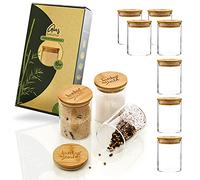 bambuswald Bocaux ronds, bocaux à épices, bocaux de conservation | Couvercle en bambou | 10 pièces | 150 ml chacun | hermétique | goût neutre | arôme conservé