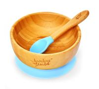 bambuswald© bol ventouse écologique avec cuillère pour bébés et tout-petits | Bol 100% durable en bambou - Ensemble de bols d'alimentation stables pour enfants assiettes bébés