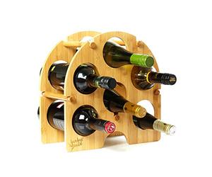 bambuswald© porte-bouteille pour 6 bouteilles de bambou 100% durable | étagères porte-bouteille armoire à vin porte-bouteille