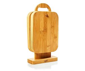 bambuswald© set écologique de 6 planches petit-déjeuner avec support | 100% bambou durable - planches de petit-déjeuner