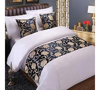 BAMCQ Chemin de Lit Hôtel literie Simple et Moderne literie Couvre-lit Drapeau décoration Festive Pivoine Bleue_50x240 1.8 lit