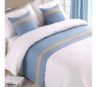 BAMCQ Chemin de Lit Literie d hôtel hôtel Riche Arbre Haute qualité Couleur Solide lit Queue lit Drapeau lit Queue Coussin Couvre lit décoration lit Bande Bleu Ciel (Oreiller câlin + Oreiller Core) 1