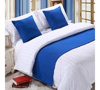 BAMCQ Chemin de Lit Literie d'hôtel Premium lit Foulard Drapeau Drapeau Queue Couvre-lit Bande décorative Bleu_50x240cm (lit de 1,8 m)