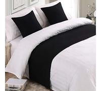 BAMCQ Chemin de Lit Literie d'hôtel Premium lit Foulard Drapeau Drapeau Queue Couvre-lit Bande décorative Noir_50x240cm (lit de 1,8 m)