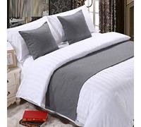 BAMCQ Chemin de Lit Literie d'hôtel Premium lit Foulard Drapeau Drapeau Queue Couvre-lit Couvre-lit Bande décorative Gris foncé_50x210cm (lit de 1,5 m)