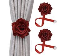 BAMFY 2 Pièces Magnétique Attache Rideau Une Rose Embrasse for Rideaux Style Moderne Intérieur Et Extérieur Décoratif Embrasse Rideau (Color : Rouge)