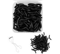 Bamily Lot de 100 recharges de recourbe-cils en caoutchouc noir avec recourbe-cils argentés pour maquillage des yeux