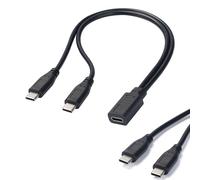 Bamily Répartiteur USB C / Répartiteur USBC, Type C femelle vers 2 doubles USB C mâle Câble Y pour charge rapide 15 W 3 A, compatible avec iPhone 15, Samsung Galaxy, iPad Pro, Huawei, pour le