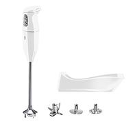 bamix cordless PRO Set avec mixeur plongeant sans fil, Station de charge, Couteau, Disque fouet, Disque mélangeur, Inox, 250 W, 3 vitesses, Fabriqué en Suisse, Blanc