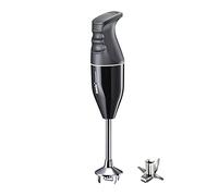 bamix Mixeur plongeant EO140 Classic avec couteau multifonction en acier inoxydable, 140 W, 2 niveaux, fabriqué en Suisse, noir/blanc
