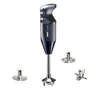 bamix Set avec mixeur plongeant M250 PRIME avec couteau étoile, disque fouet et disque mélangeur en inox, 250 W, 2 vitesses, Fabriqué en Suisse, Noir/Chromé