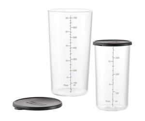 BAMIX Set de 2 gobelets gradués 0.4 et 0.6 L Tritan avec couvercle Noir