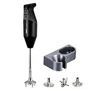 bamix Set mixeur plongeant G200 GASTRO PRO-2 avec couteau multifonction, mélangeur et batteur, support, 200 W, 2 vitesses, Inox, Fabriqué en Suisse, Noir