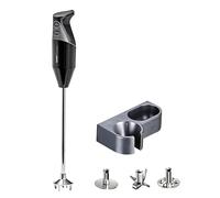 bamix Set mixeur plongeant G350 GASTRO PRO-3 avec couteau multifonction, mélangeur et batteur, support, 350 W, 2 vitesses, Inox, Fabriqué en Suisse, Noir