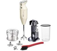 bamix Set mixeur plongeant M200 Chef’s favorite avec support, récipient, 3 embouts, hachoir, brosse de nettoyage, 200 W, Fabriqué en Suisse, Blanc ivoire/chrome