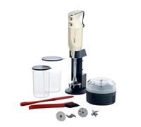 bamix Set mixeur plongeant M350 MAXX avec support, 2 récipients, 4 accessoires, Processeur, Spatule, Brosse de nettoyage, 300 W, Fabriqué en Suisse, Blanc ivoire/chrome