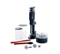 bamix Set mixeur plongeant M350 MAXX avec support, 2 récipients, 4 accessoires, Processeur, Spatule, Brosse de nettoyage, 300 W, Fabriqué en Suisse, Noir/chrome