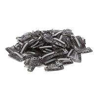 Bamjour Clips pour Extensions, 100 Pièces Clamp/Holder de Perruque à 10 Dents, à Pression en Acier Inoxydable 3,7 X 1,8 Cm Matériau en Caoutchouc, pour Extensions et Stabilisation de Perruque (Café)