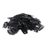 Bamjour Clips pour Extensions, 100 Pièces Clamp/Holder de Perruque à 10 Dents, à Pression en Acier Inoxydable 3,7 X 1,8 Cm Matériau en Caoutchouc, pour Extensions et Stabilisation de Perruque (BLACK)