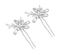 Bamjour Épingle à Cheveux en Forme de U pour Mariée - Pinces à Cheveux élégantes en Perles de pour Mariées et Demoiselles d'honneur - Durable et Superbe - Lot de 2 (SILVER)