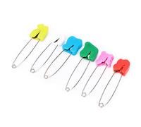 Bamjour Épingles de sûreté, 6 épingles ou 12 avec à Linge en Acier Inoxydable et en Plastique, à Couches Adaptées à la Plupart des Gens (6 épingles têtes d'animaux colorées)