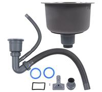 Bamjour Évier de Cuisine, Lavabo Rond en Acier Inoxydable avec Raccord de Tuyau d'évacuation, éviers de 30 Cm de Diamètre pour la Maison