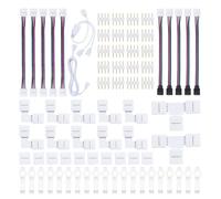 Bamjour Kit de Connecteurs de Bande LED RVB sans Soudure 4 Broches 5050 Connecteurs de Bande Lumineuse LED avec Fil à Double Tête en Forme de L pour Projets D'éclairage de Bricola