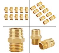 Bamjour Méllon Hexagonal, 10 Pcs 1/4 Bsp à 1/4 Bsp de Filetage Externe en Laiton Adaptateur Rapide Ajustement du Mamelon Hex