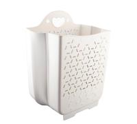 Bamjour Panier à Linge Pliable à Suspendre - Panier à Linge Mural Peu Encombrant - Parfait pour les Dortoirs - Matériau PP Durable avec Grande capacité (XL Blanc)