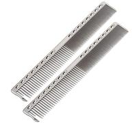 Bamjour Peigne en Métal pour Hommes, 2 Peignes de Coupe de Cheveux Professionnels en Acier Inoxydable, 20 X 2,8 Cm avec des Dents Denses et Clairsemées pour un Usage en Salon et à la Maison (SILVER)