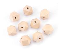 Bamjour Perles en Bois pour l'artisanat, 50 Pcs 20 Mm Polyèdre Géométrique inachevé Perles en Bois à Facettes en Forme Géométrique en inachevé Accessoires de Bricolage