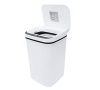 Bamjour Poubelle Auto sans Contact, Capteur Mouvement, Couvercle Scellé Anti-Odeurs, Fermeture Douce, Étanche IPX5 pour Cuisine, Salle de Bain, Bureau. (WHITE)