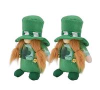 Bamjour Poupée Gnomes, 2 Pièces Poupée Gnomes Mignon Fait à la Main Chapeau Vert sans Visage Décoration de la Saint-Patrick avec Décor Spatial Décor Nains en Peluche pour Chambre canapé Table