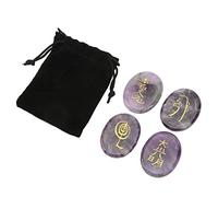Bamjour Reiki, Cristaux de Cristal et Pierres de Guérison avec 4 Cristaux Reiki pour Ornement de Méditation (violet)