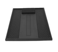 Bamjour Tapis de Barbier en PVC Résistant à la Chaleur pour Tondeuses, Antidérapant avec 7 Fentes pour Ciseaux et Bande Magnétique pour Organisateur de Salon (BLACK)