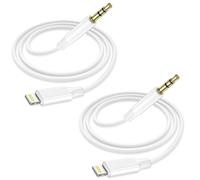 Bamkey Cable Jack iPhone [Certifié Apple MFi], 1.2M 3.5mm Cable Auxiliaire Voiture iphone Compatible avec Autoradio/Haut-parleur/Casque, iPhone 14/13/ 12/11/X/XR/XS/8/7/6/5/iPad, [Lot de deux]