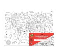 BAMMI Poster Géant à colorier Le Monde des Animaux 100 cm x 70 cm - Carte du monde - Papier Qualité Supérieure - Made in France