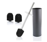 Bamodi Brosse WC avec 2 têtes de Rechange - Balai WC avec Porte-Balai en Acier Inoxydable - Accessoires de Salle de Bain de Luxe - Concept clôturé de la Brosse de Toilette, essoreuse à Salade Pliable