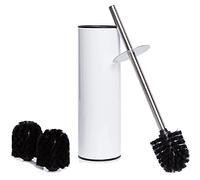 Bamodi Brosse WC avec 2 têtes de Rechange - Balai WC avec Porte-Balai en Acier Inoxydable - Accessoires de Salle de Bain de Luxe - Concept clôturé de la Brosse de Toilette