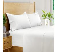Bampure Parure de lit 4 pièces en viscose de bambou - Draps ultra doux et rafraîchissants pour les nuits chaudes - Certifié Oeko-Tex - Poches profondes (blanc)