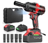 Bamse hocs Sans Fil Brushless, 1000N.m Boulonneuse a Choc Electrique avec 4,0 Ah Batterie 21V, Visseuse à Chocs D'impact avec 5 Douilles Puissance et Facilité pour Boulonner et Déboulonner