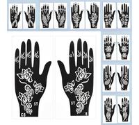 BAMTTOO 16 Sheets Temporary Henna Tattoo Kit Reusable Tattoo Stencils Sets Indian Arabian Temporary Tattoo Templates Kits for Body Hand Art for Women Girls and Kids