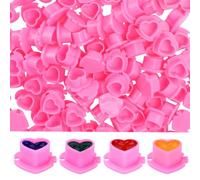 BAMTTOO 200pcs Tattoo Ink Caps Pink Heart Tattoo Pigment Cups Ink Caps for Tattooing Makeup Ink Holder Tattoo Supplies