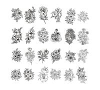BAMTTOO 24 Sheets Temporary Tattoos Stickers Long Lasting Flower Temporary Fake Tattoos For Men Women Arm Neck Fake Body Arm Chest Shoulder Tattoos