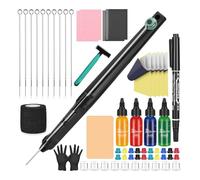 BAMTTOO Hand Tattoo Poke Pen Kit DIY Tattoo Tool Kit with 4pcs 30ml Ink 20pcs Needles Practice Skin Tattoo Practice Set for Beginners (Style 2)