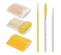 BAMTTOO Kit de 300 accessoires d'extension de cils jetables en coton pour extensions de cils, tatouage, rouge à lèvres (jaune)