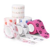 BAMTTOO Self Adhesive Bandage Wrap Athletic Tape Sports Tape 6 Packs Breathable Waterproof Elastic Bandage for Sports Wrist and Ankle Wrap Tape Non-Woven Bandages