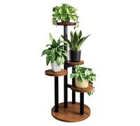 Bamworld Étagère d'angle en bois pour plantes d'intérieur - Petit support de fleurs d'extérieur en métal pour fenêtre, balcon, salon, jardinage (4 niveaux)